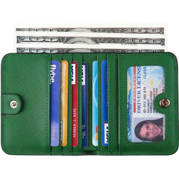 Womens Rfid Blocking Small Compact Bifold Luxury Genuine Leather Pocket Wallet - Picture 2 of 6